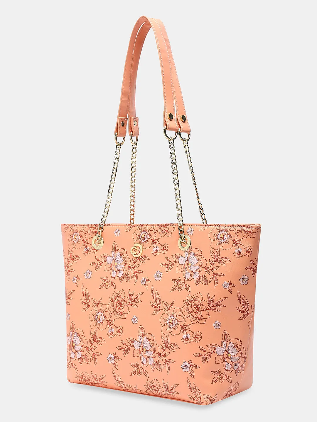 Caprese Snow Satchel Large Printed Women'S Handbag Coral