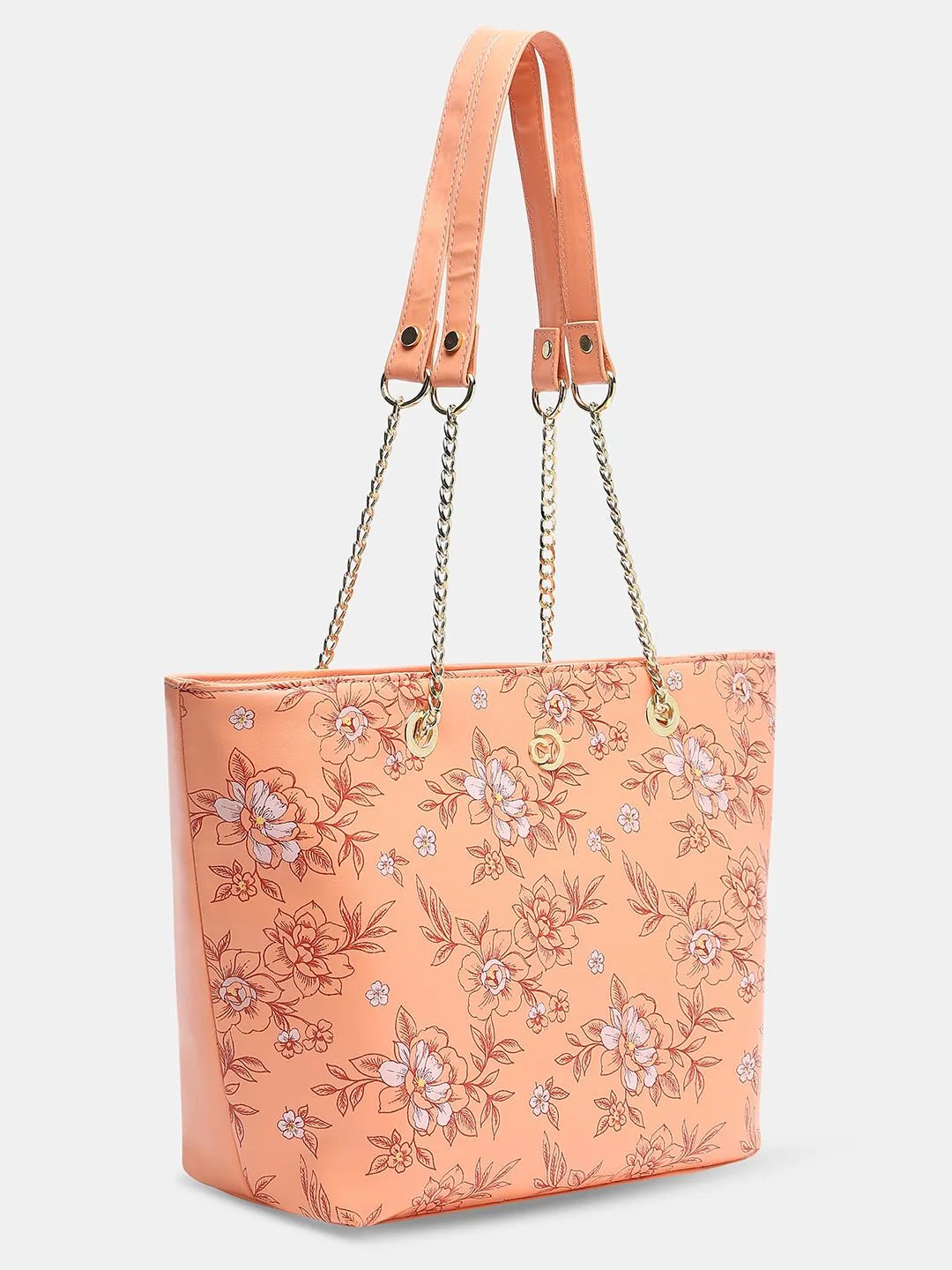 Caprese Snow Satchel Large Printed Women'S Handbag Coral