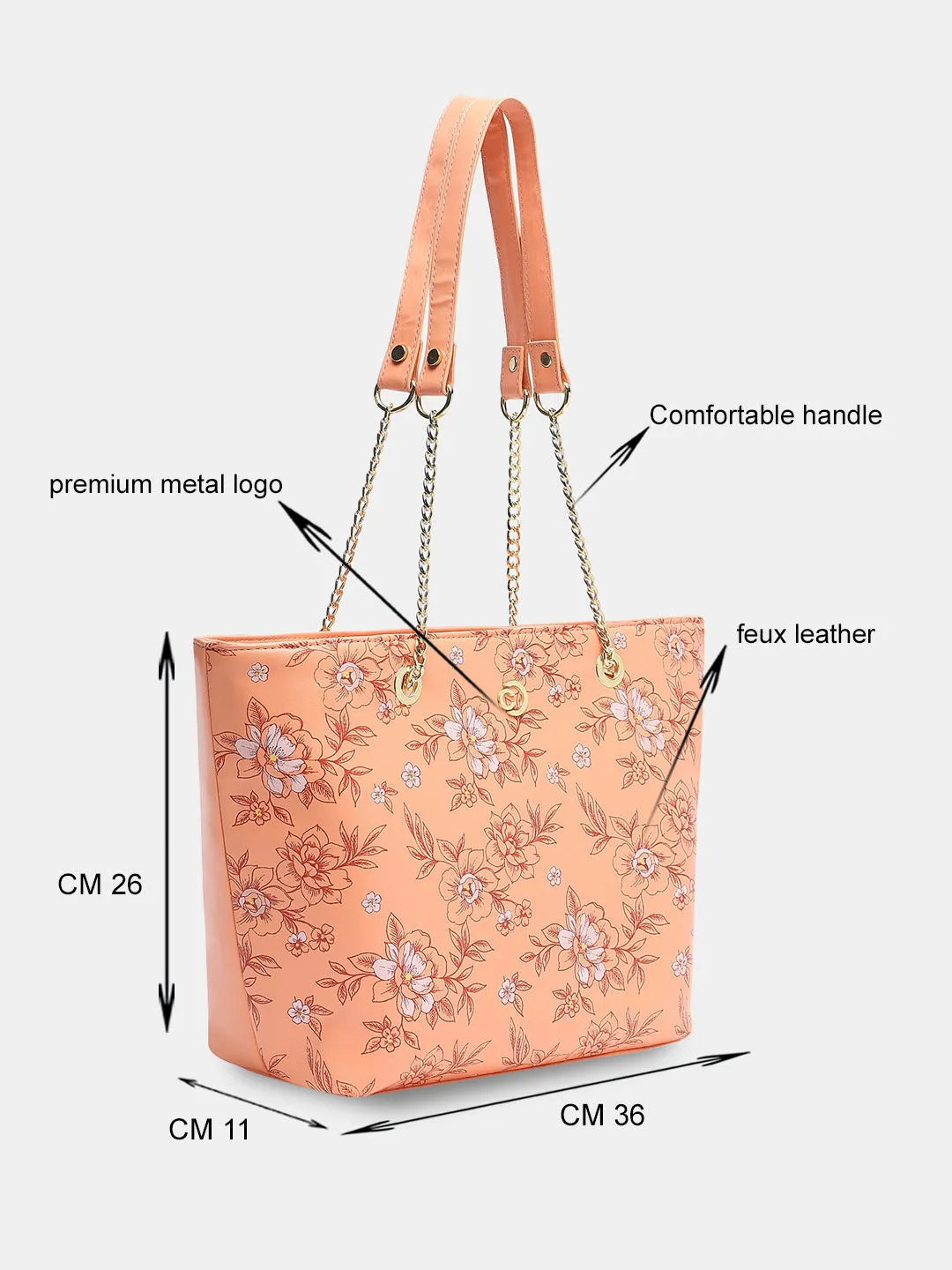 Caprese Snow Satchel Large Printed Women'S Handbag Coral