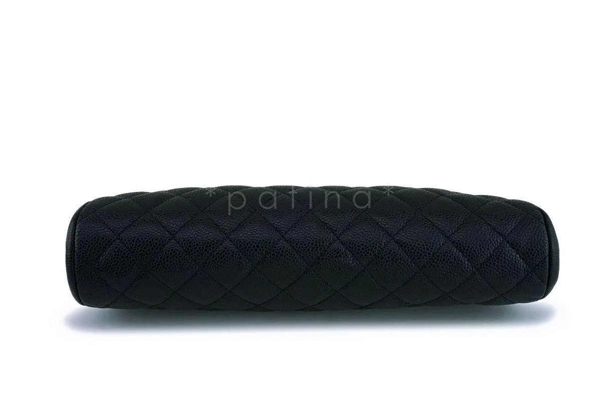 Chanel Black Caviar Timeless Quilted Kisslock Clutch Bag