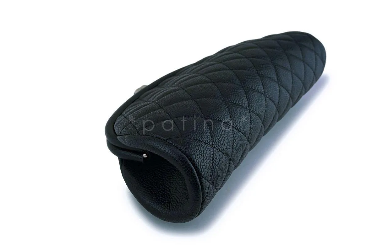 Chanel Black Caviar Timeless Quilted Kisslock Clutch Bag