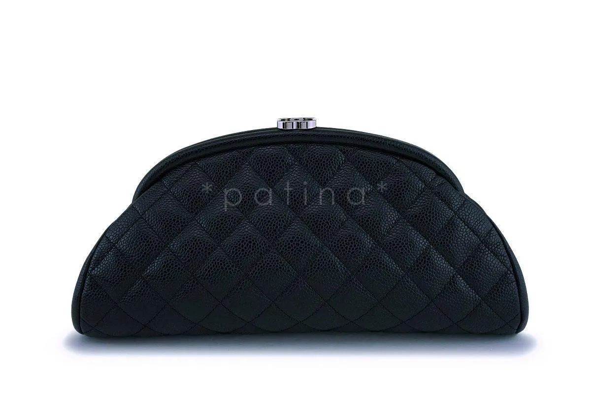 Chanel Black Caviar Timeless Quilted Kisslock Clutch Bag