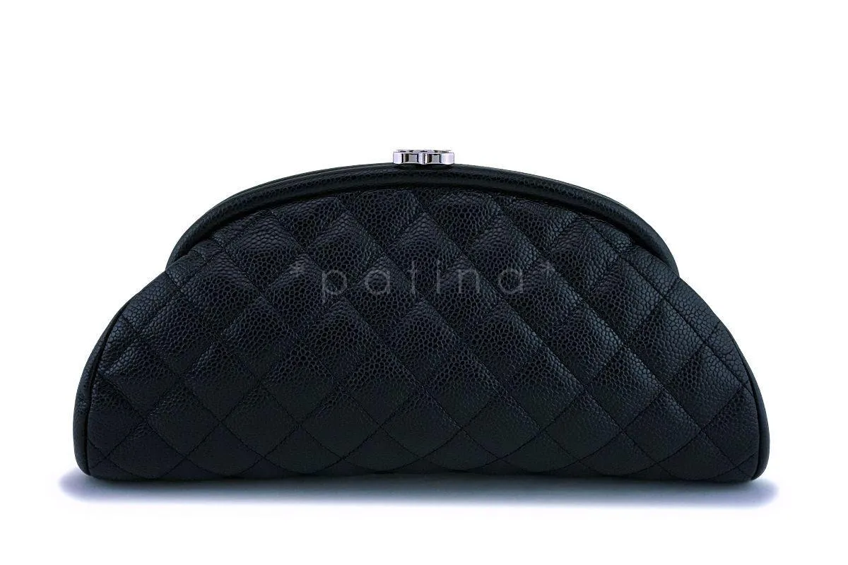 Chanel Black Caviar Timeless Quilted Kisslock Clutch Bag