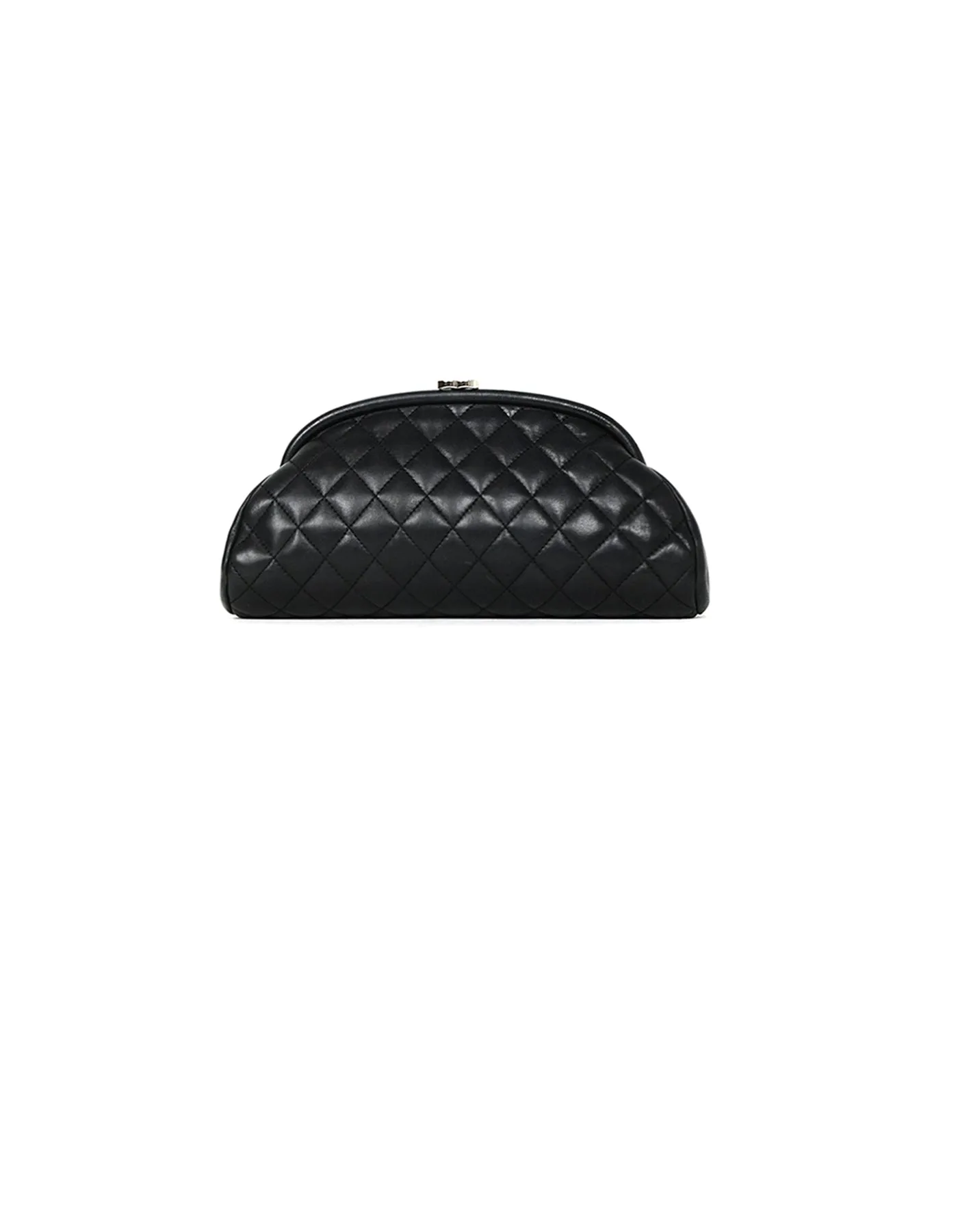 Chanel Black Lambskin Leather Quilted Timeless Clutch Bag