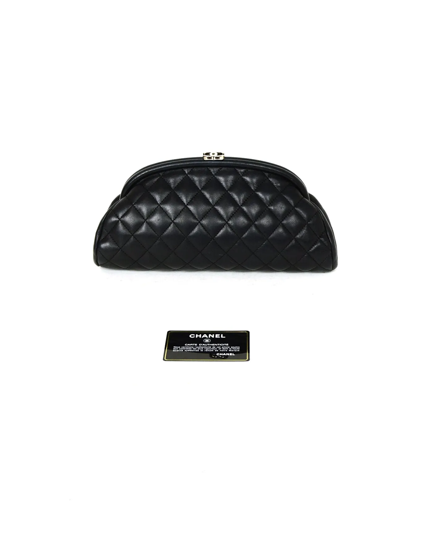 Chanel Black Lambskin Leather Quilted Timeless Clutch Bag