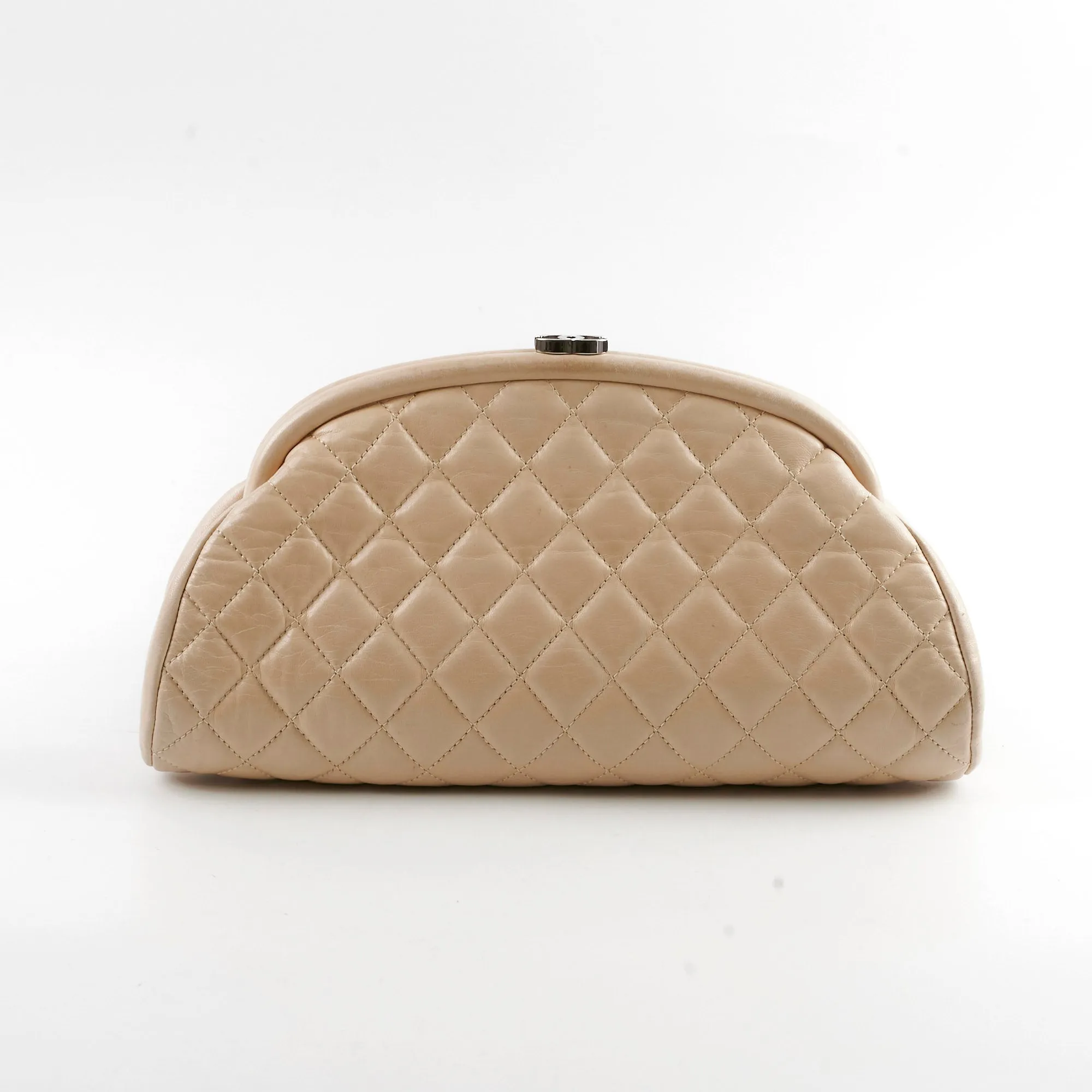 Chanel Mademoiselle Kiss Lock Timeless Clutch Beige