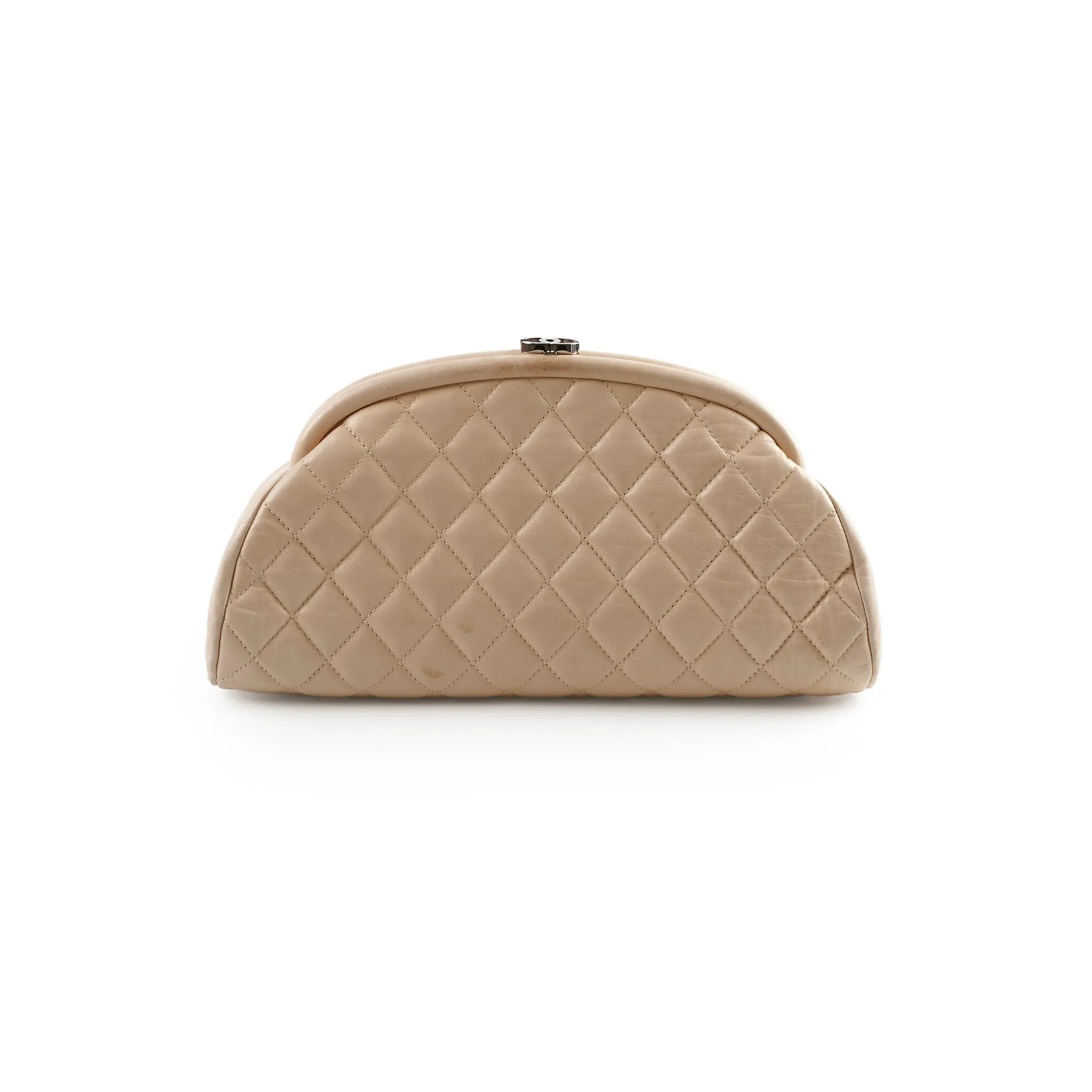 Chanel Mademoiselle Kiss Lock Timeless Clutch Beige