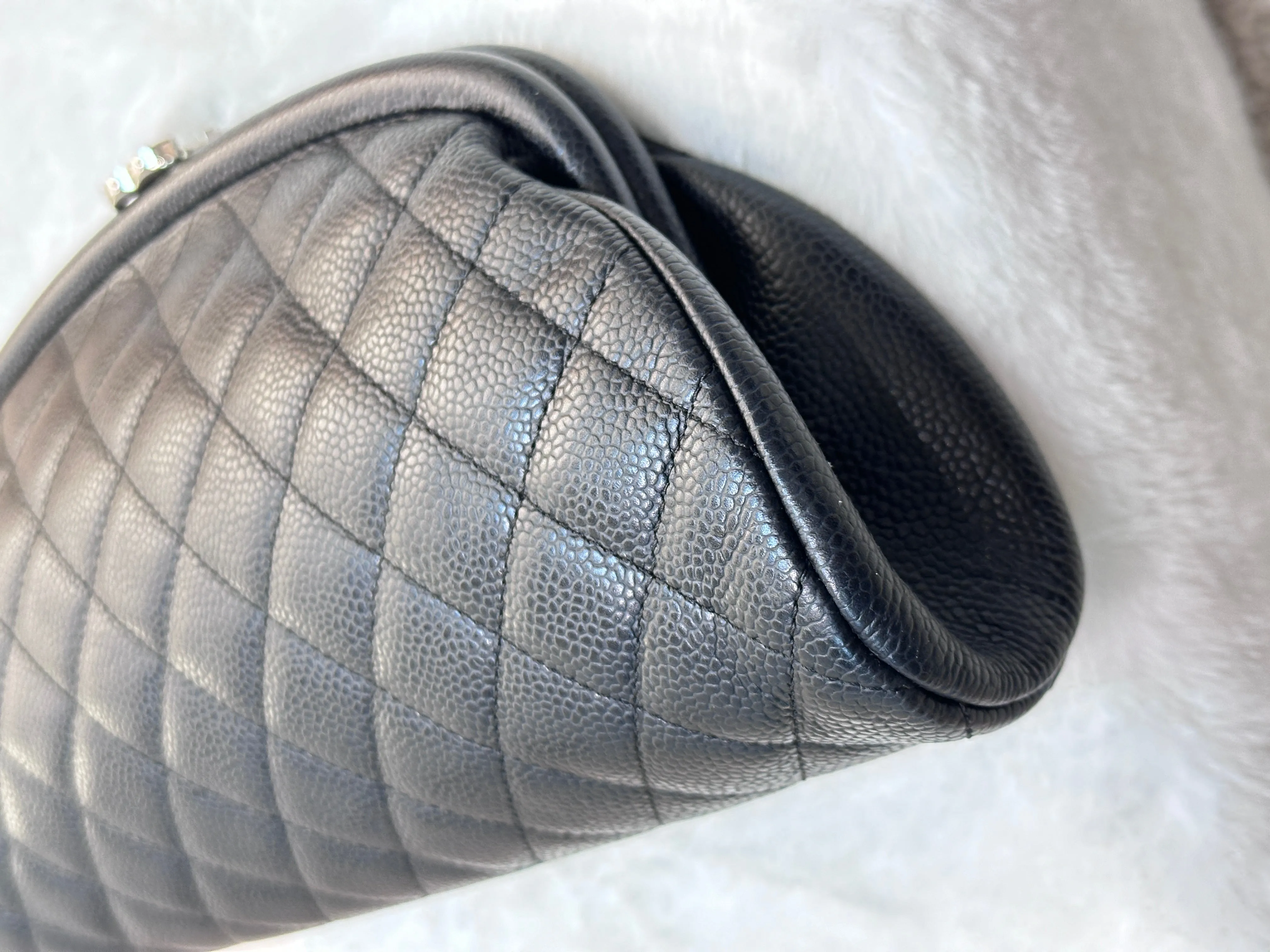 Chanel Quilted Caviar Timeless Clutch Black SHW