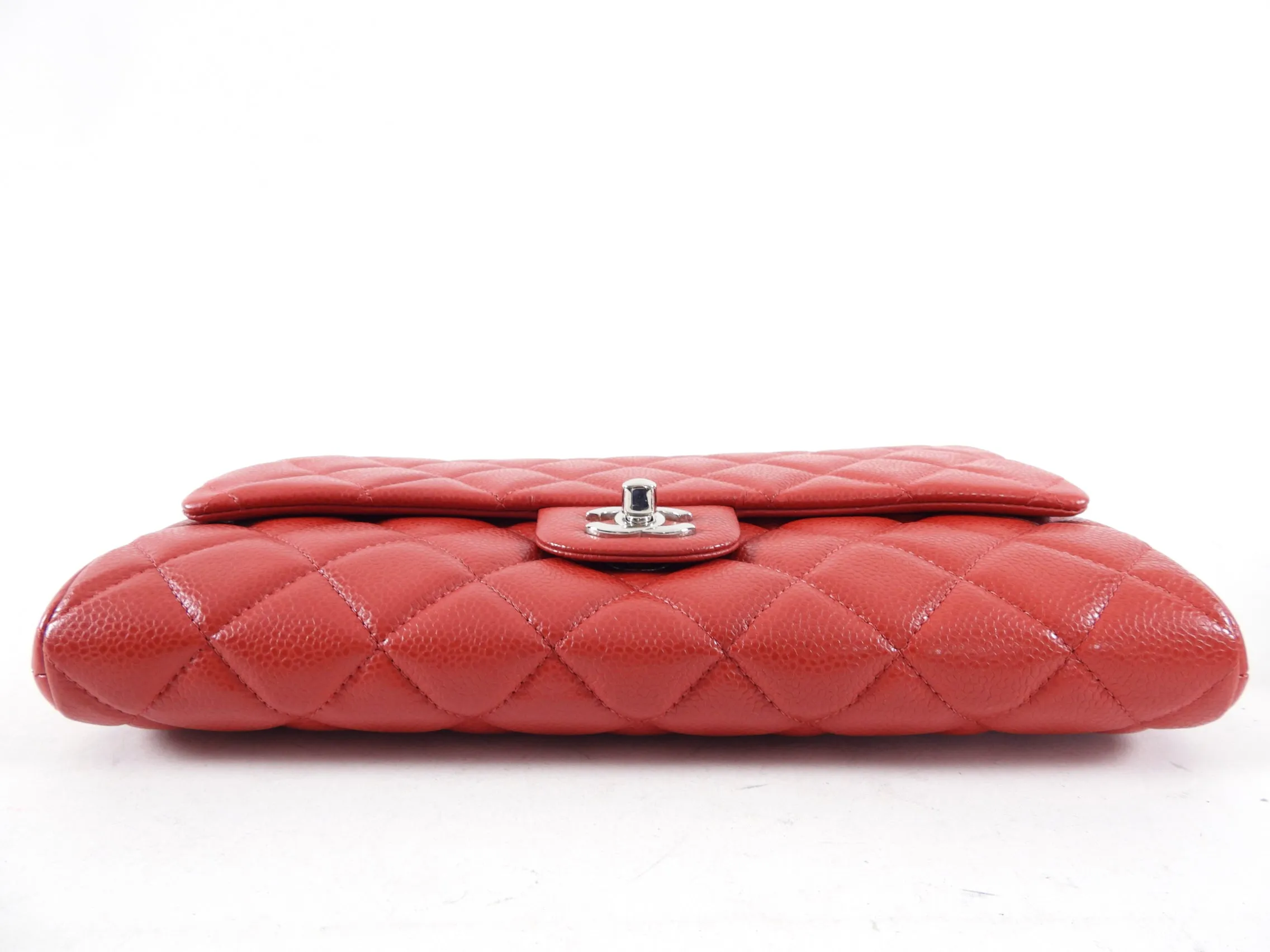 Chanel Red Caviar Leather Quilted Classic Timeless Chain Flap Bag