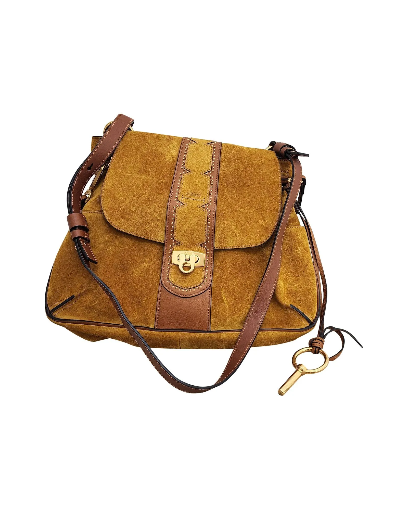 Chloé Medium Lexa Satchel Bag in Brown Suede