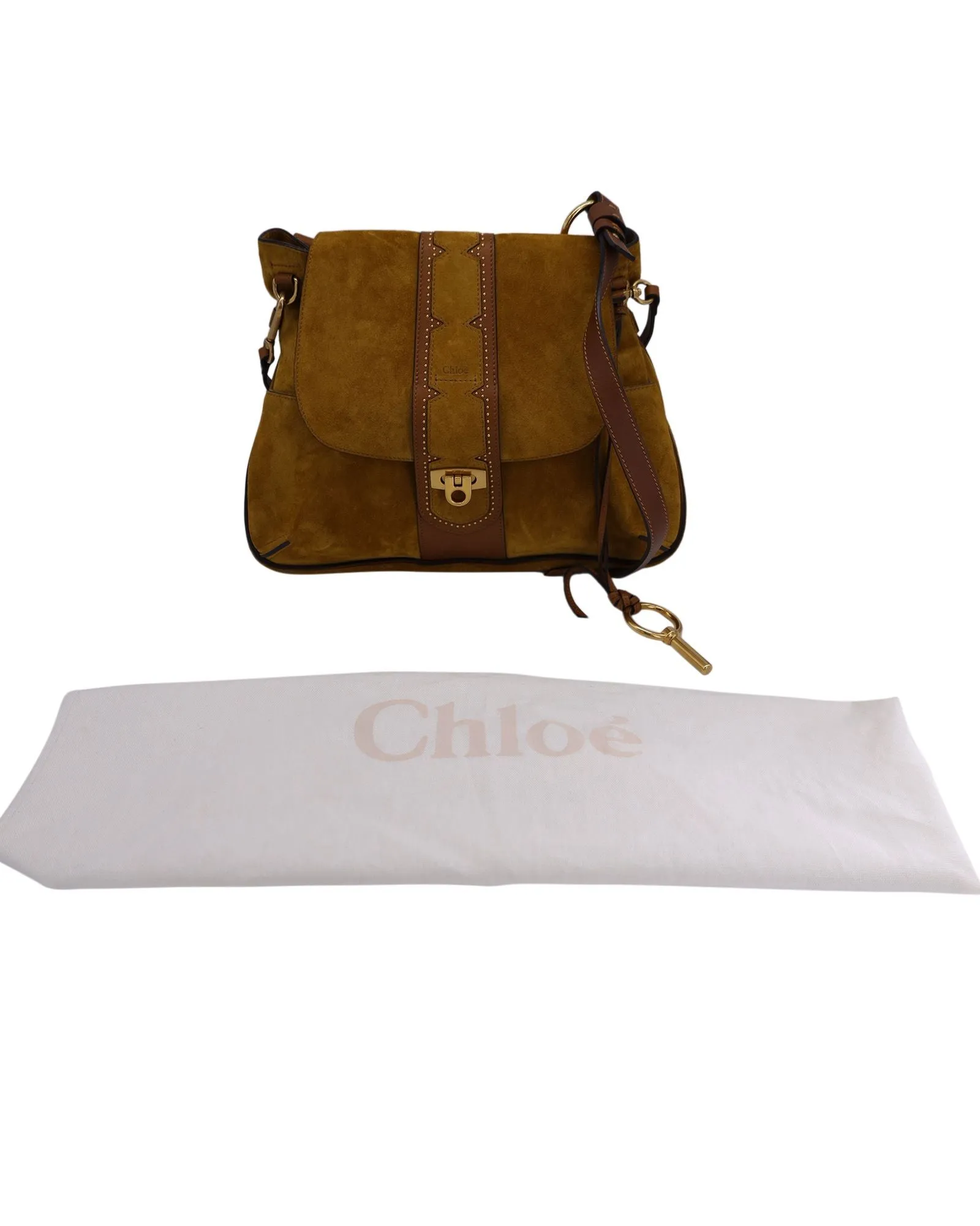 Chloé Medium Lexa Satchel Bag in Brown Suede