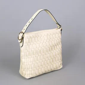 Classic Ivory Woven Detail Shoulder Bag