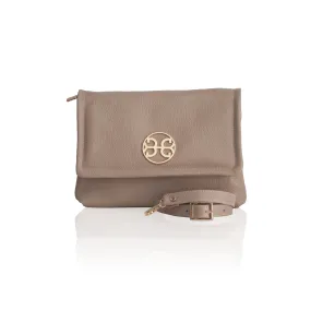 Clelia Large Leather Shoulder Bag - Taupe