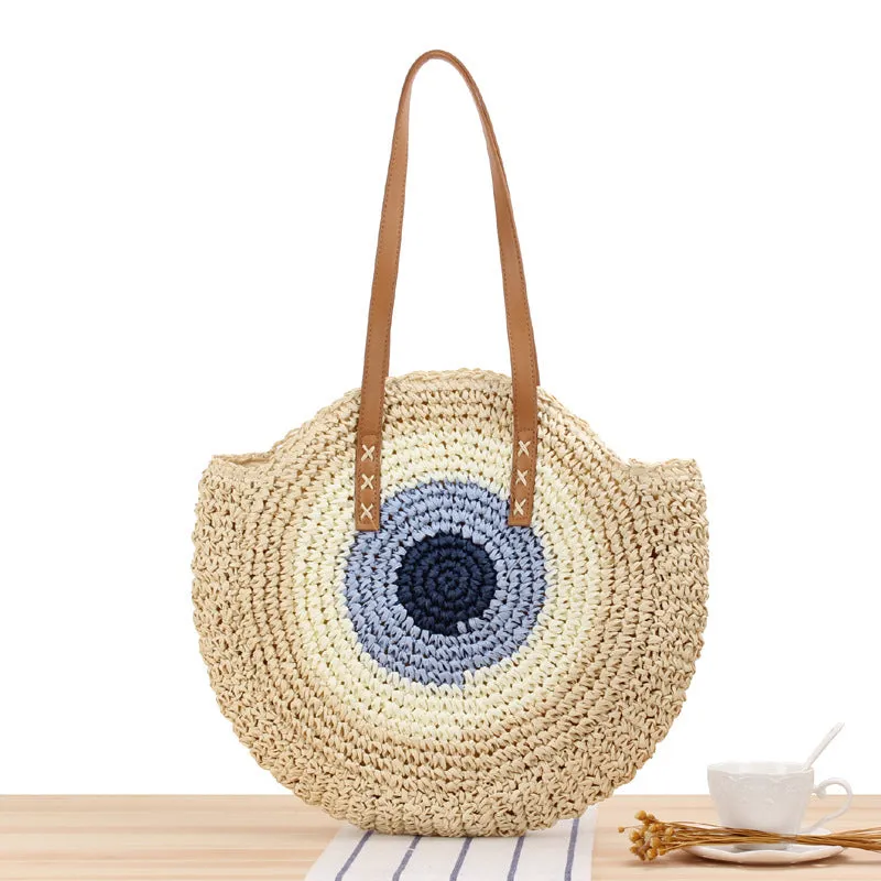 Contrast Straw Bag