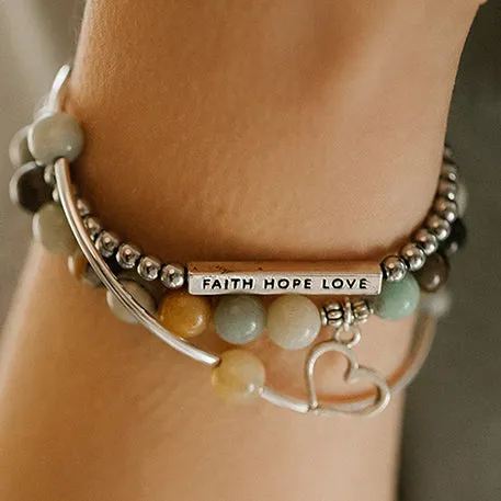 Cross | Soft Bangle Charm Bracelet | Amazonite