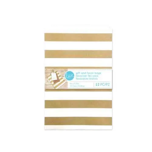 Gold Striped Gift & Favor Bags Set ( Case of 90 )