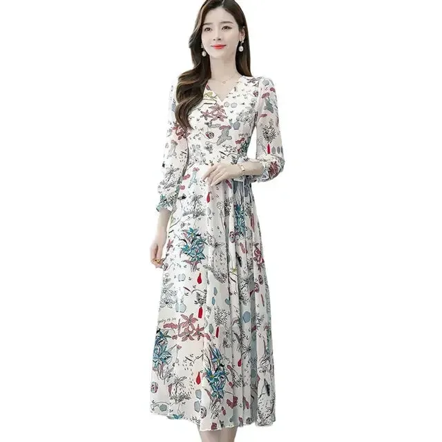 Ivyshape | Chic Floral Print A-Line Dress for Women