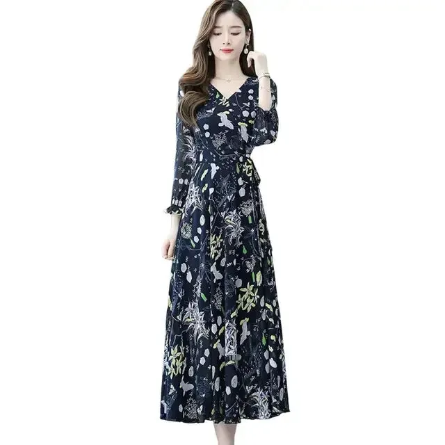 Ivyshape | Chic Floral Print A-Line Dress for Women