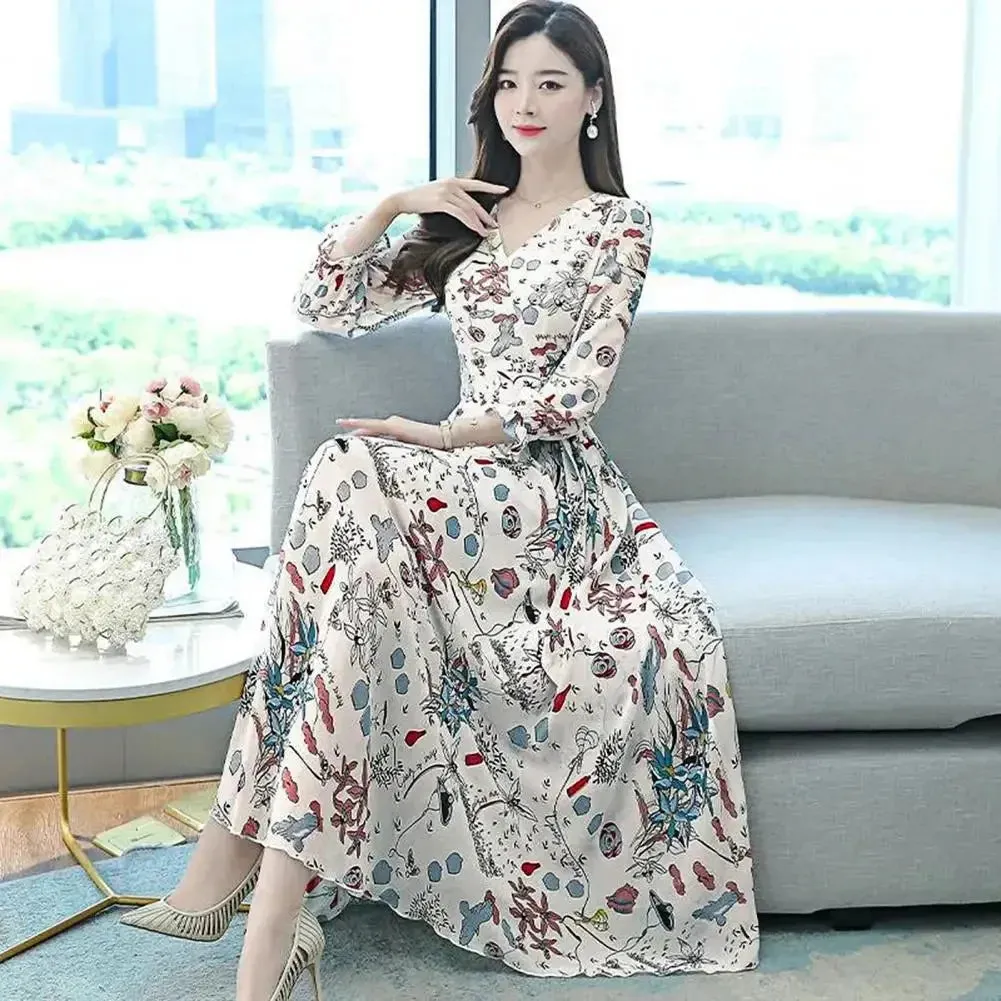 Ivyshape | Chic Floral Print A-Line Dress for Women