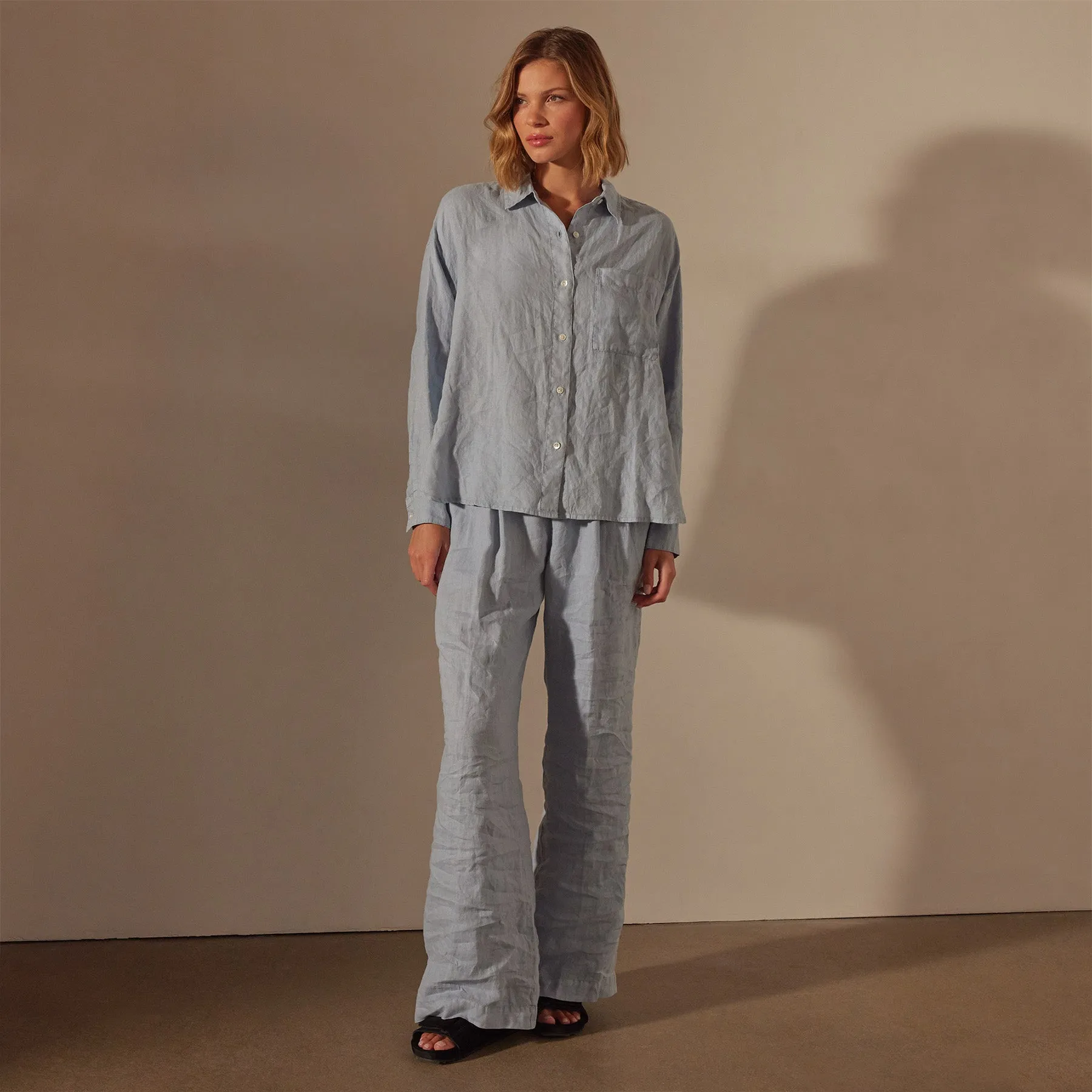 Linen Oversized Shirt - Open Sky Pigment