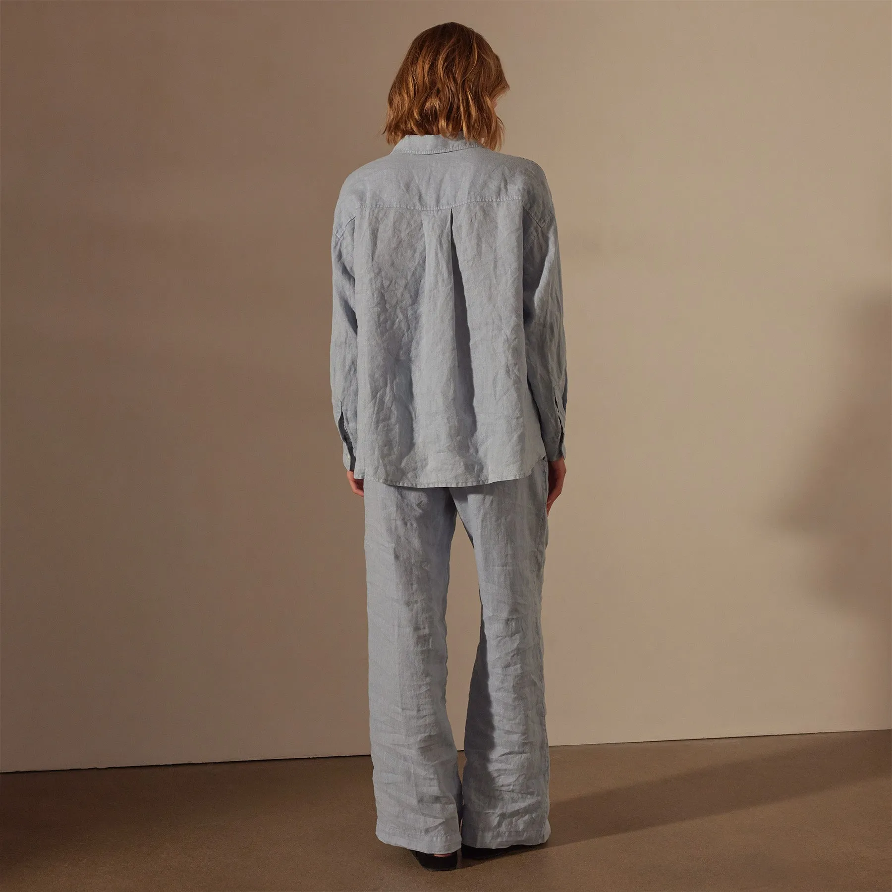 Linen Oversized Shirt - Open Sky Pigment