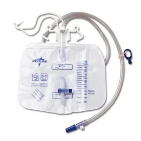 Medline Urinary Drain Bags, 2000 mL, Anti-Reflux, Case of 20