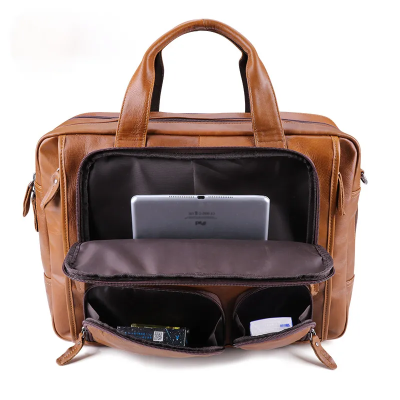 Men Handmade Leather 17" Briefcase Laptop Bags J6477