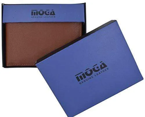 Men's Slim Bifold Wallet Genuine Leather Thin Wallet for Men With ID Window by Moga