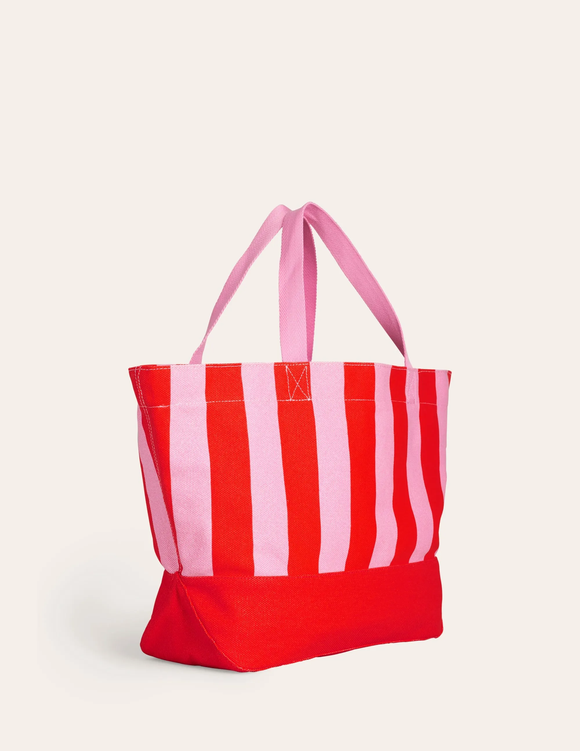 Relaxed Canvas Tote Bag-Pink Stripe