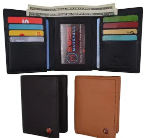 Slim Men's RFID Security Blocking Slim Trifold Credit Card ID Leather Wallet