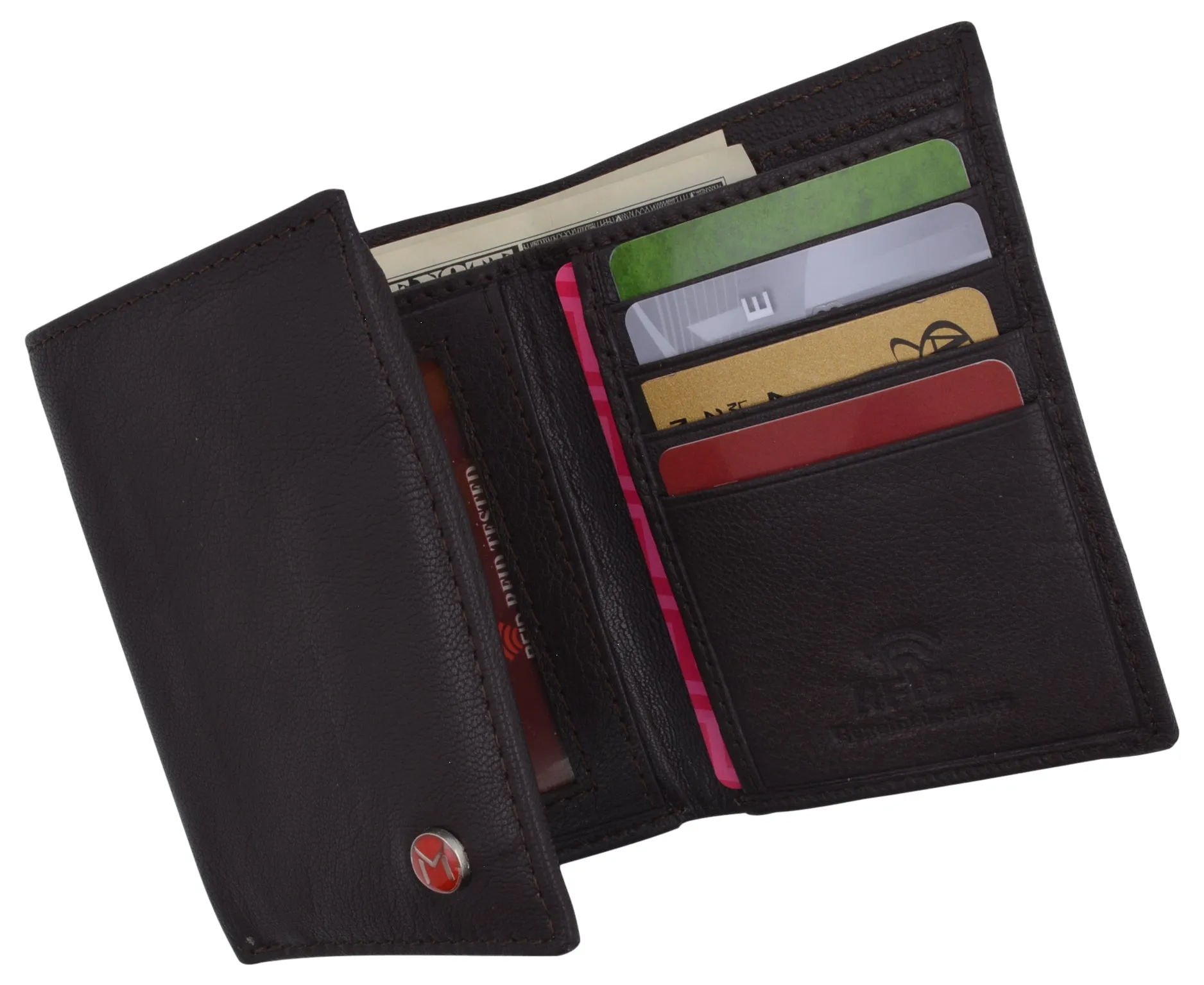 Slim Men's RFID Security Blocking Slim Trifold Credit Card ID Leather Wallet