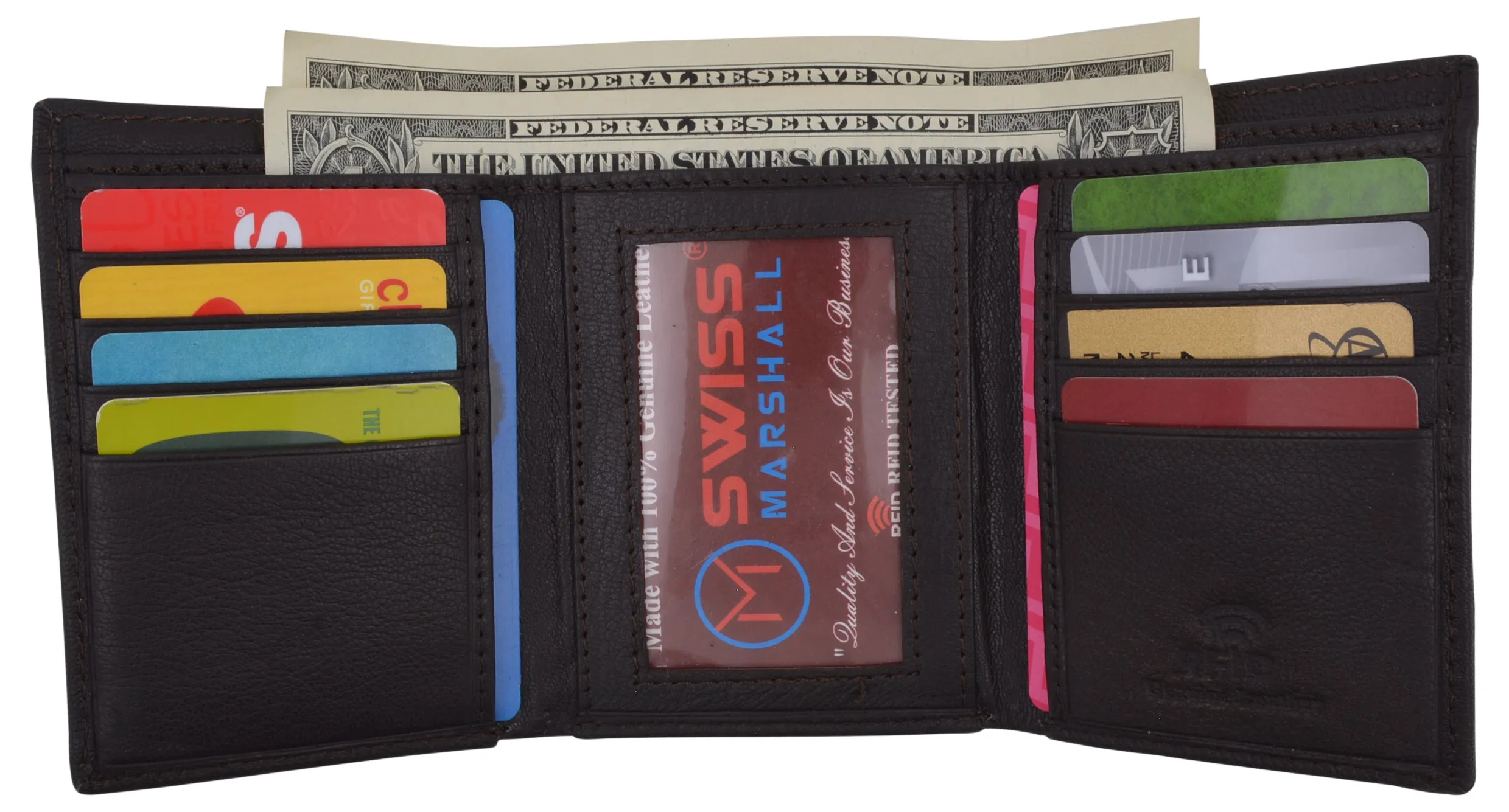 Slim Men's RFID Security Blocking Slim Trifold Credit Card ID Leather Wallet