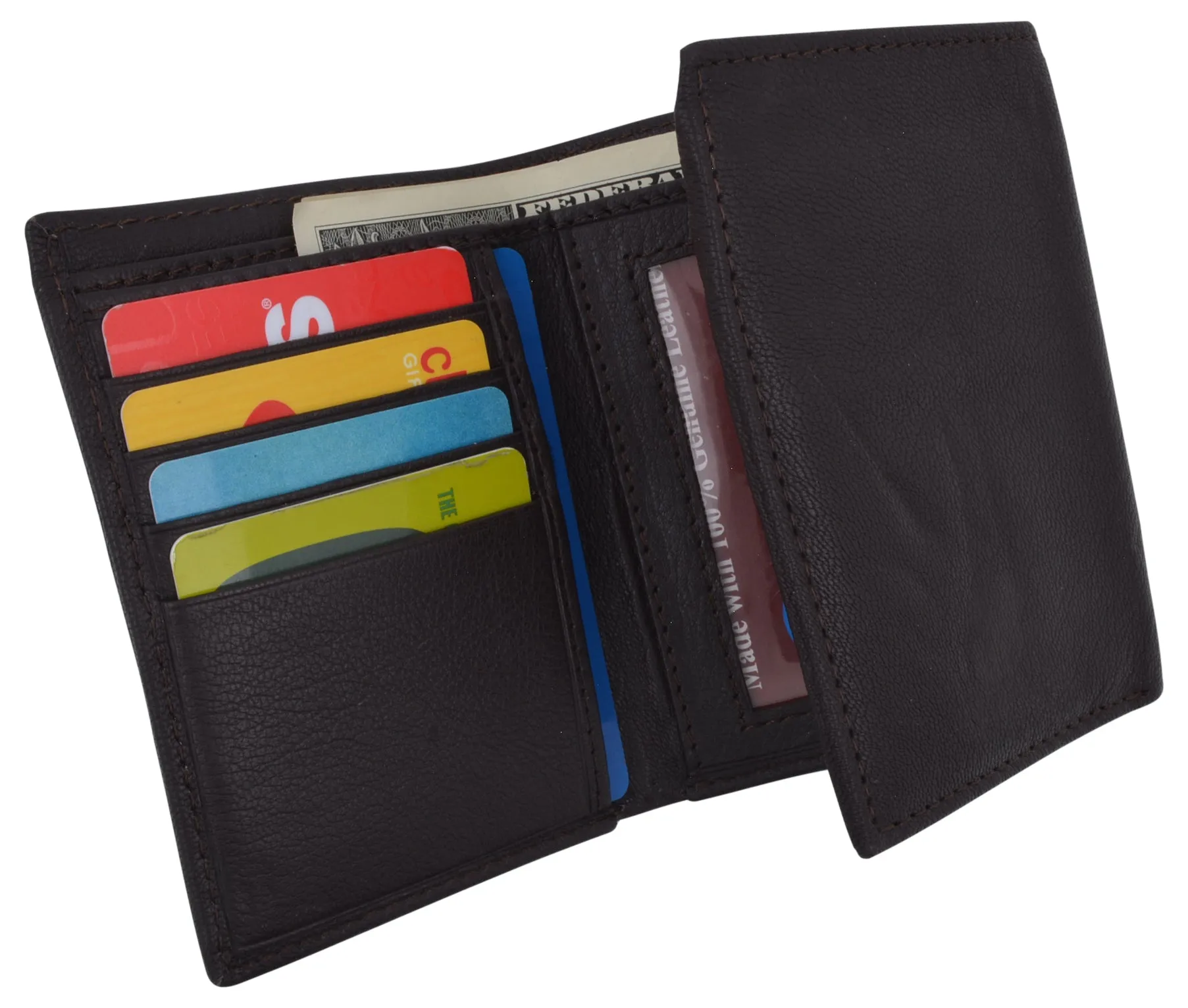 Slim Men's RFID Security Blocking Slim Trifold Credit Card ID Leather Wallet