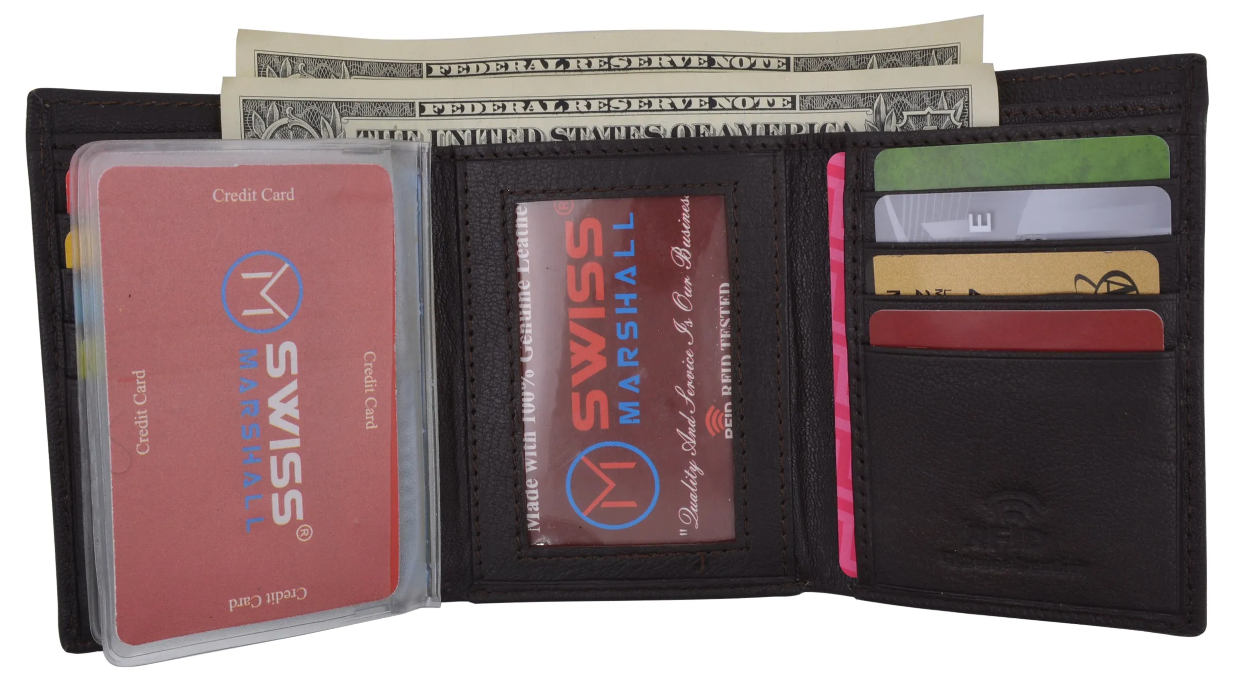 Slim Men's RFID Security Blocking Slim Trifold Credit Card ID Leather Wallet