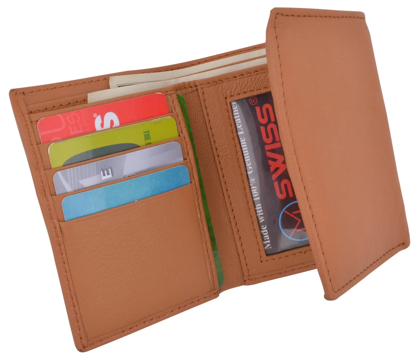 Slim Men's RFID Security Blocking Slim Trifold Credit Card ID Leather Wallet