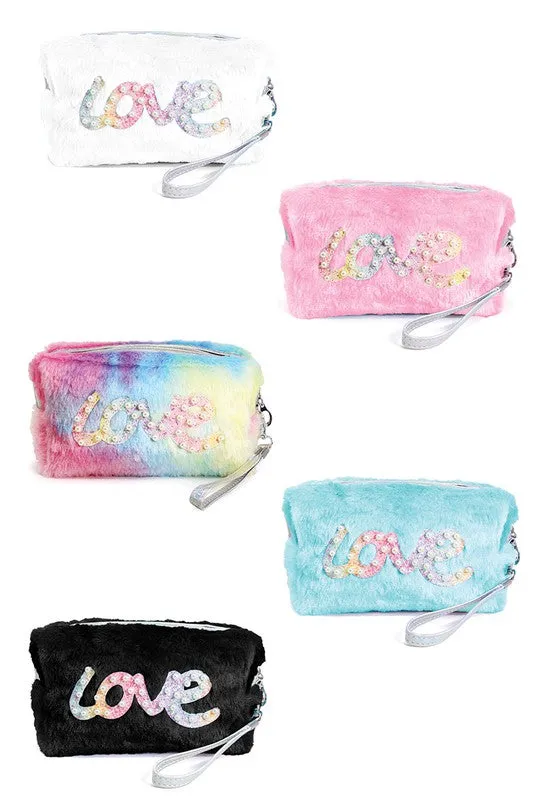 Soft Faux Fur Love Letter Pouch