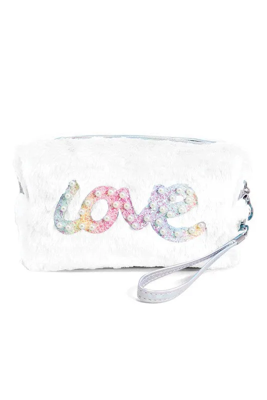 Soft Faux Fur Love Letter Pouch