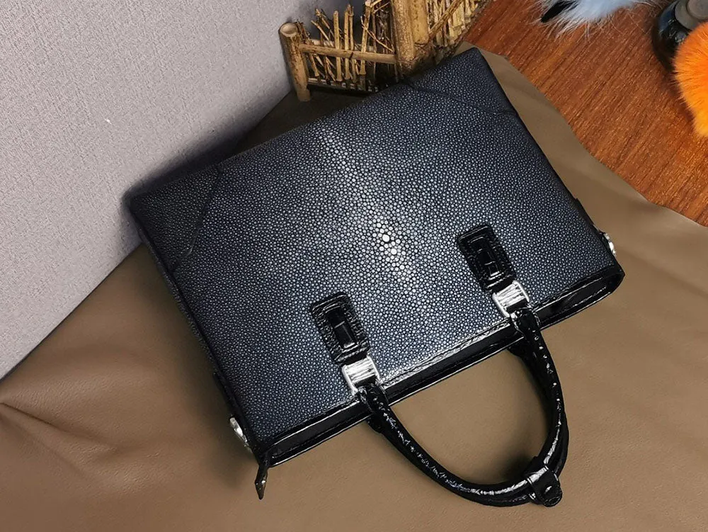 Unisex Genuine Pearl Stingray Leather Briefcase