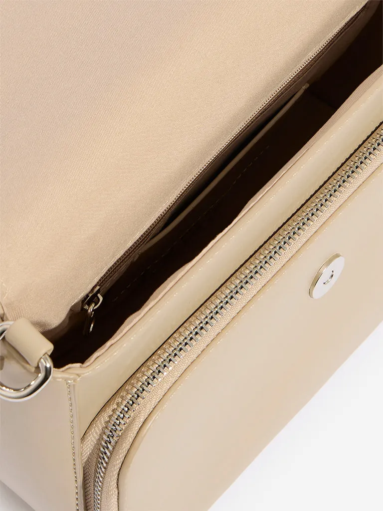 Westside Beige Solid Satchel Bag