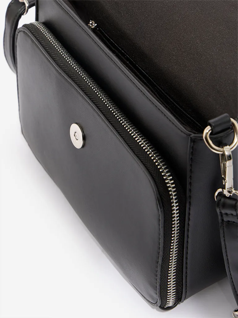 Westside Black Solid Satchel Bag